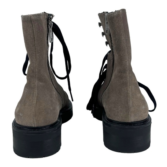 ALL SAINTS DUSTY WF658X BEIGE SUEDE LEATHER LACE UP ANKLE COMBAT STYLE LUG BOOTS - Picture 8 of 16